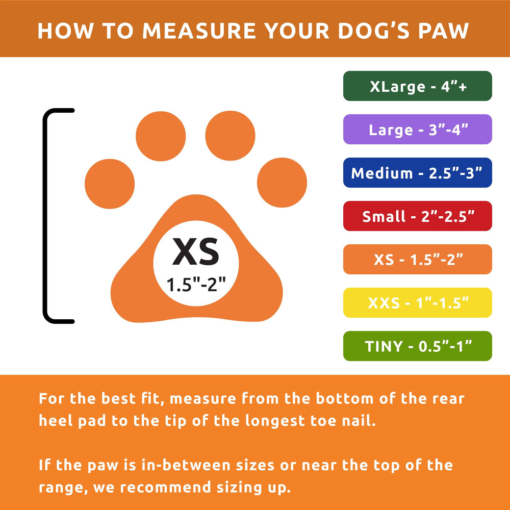 Protex PawZ pull-on dog booties orange strap on for quick on-off wearing
