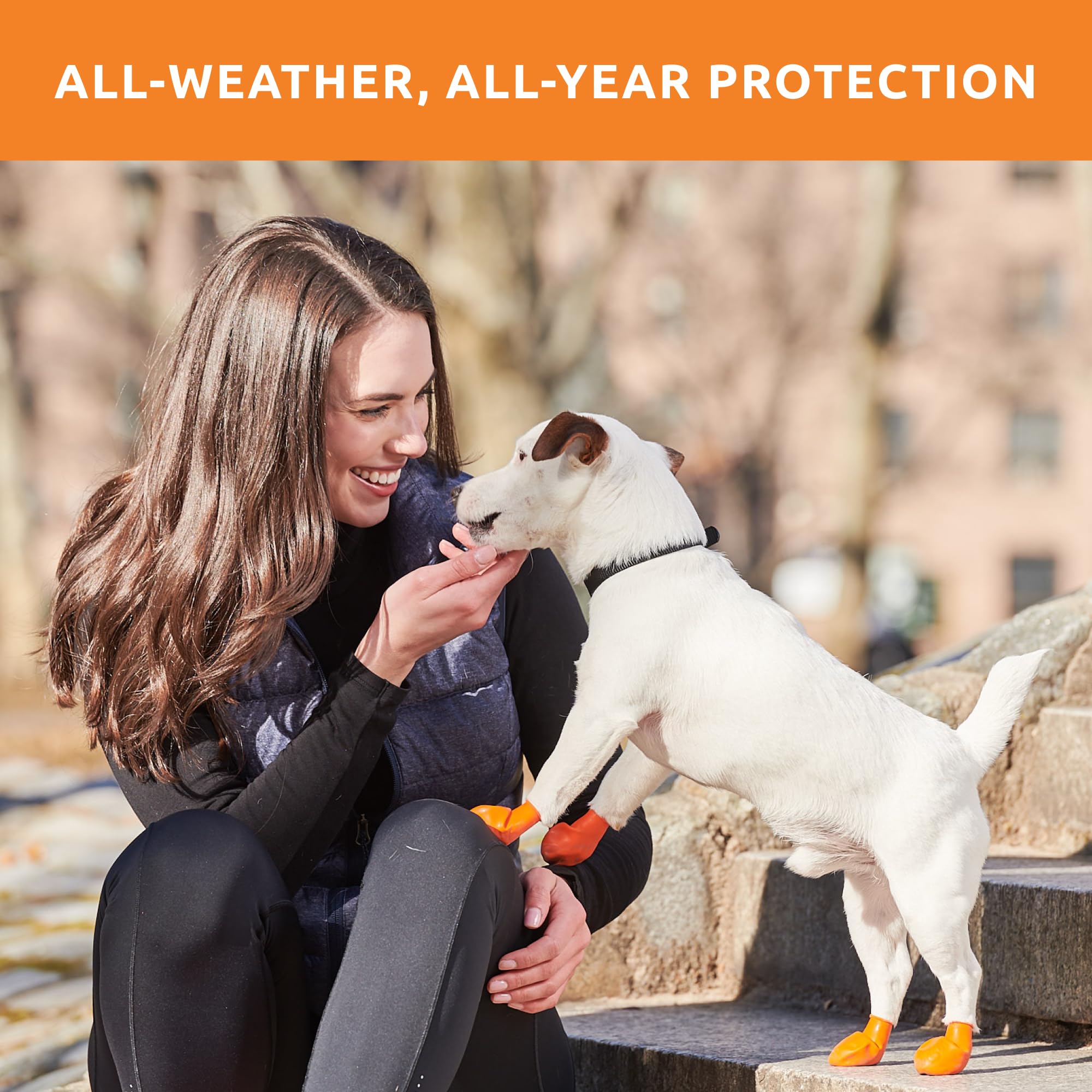 Protex PawZ rubber dog boots orange waterproof side view for outdoor protection