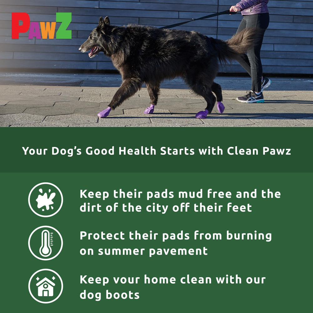 Protex PawZ waterproof boots on rainy path for dry paws