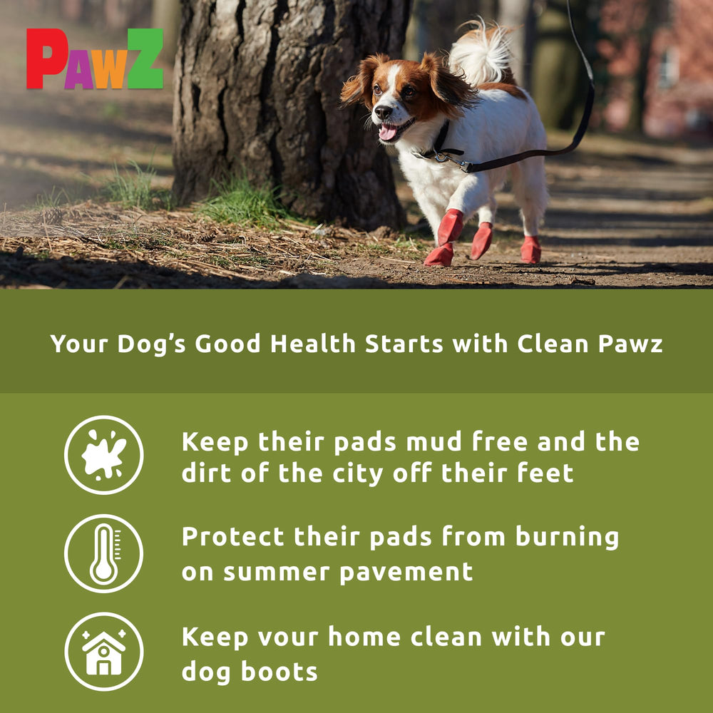 Protex PawZ rubber dog boots waterproof outsole on wet sidewalk demonstrating anti-slip traction