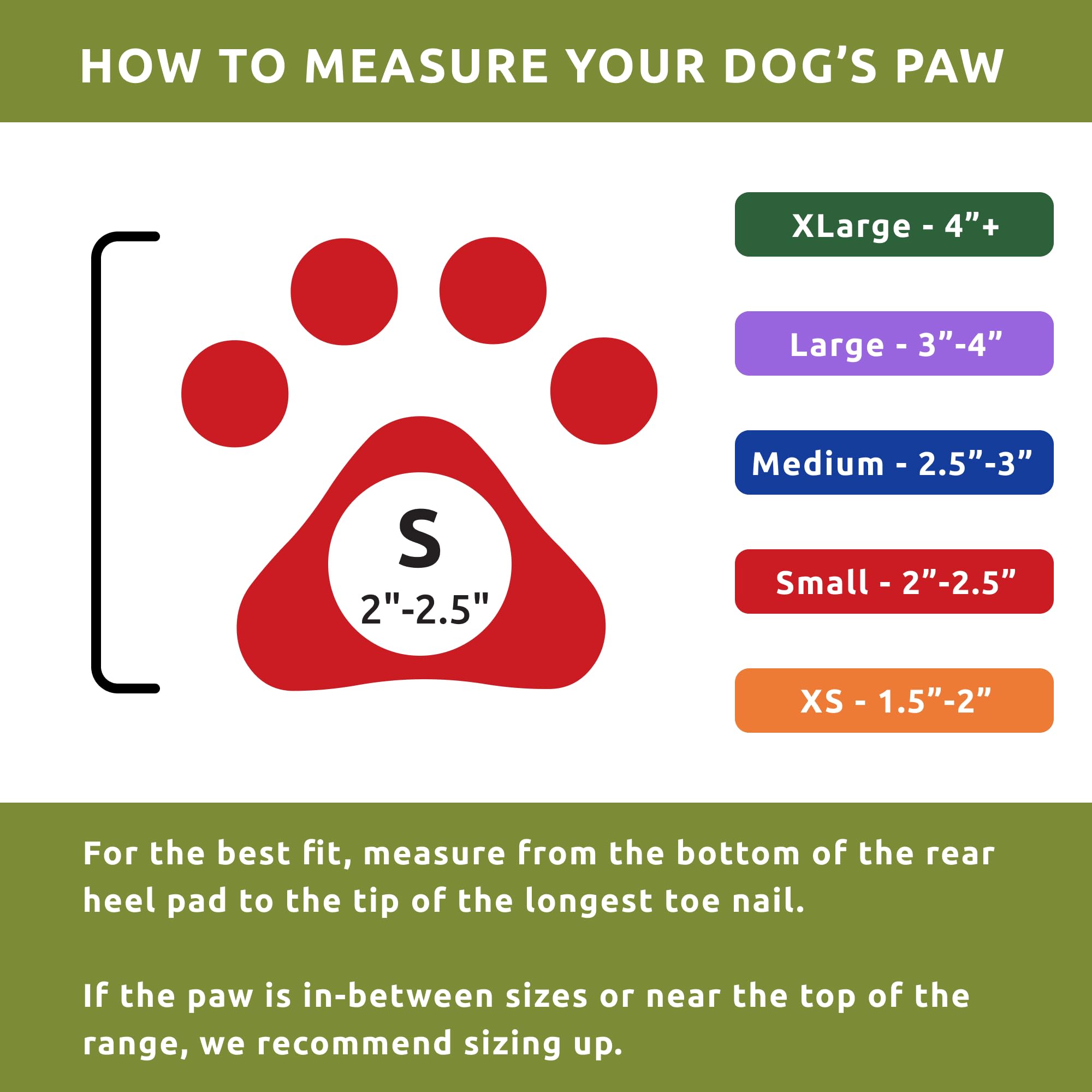 Protex PawZ size chart guide image helps you pick the right fit