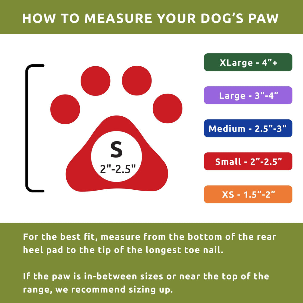 Protex PawZ size chart guide image helps you pick the right fit