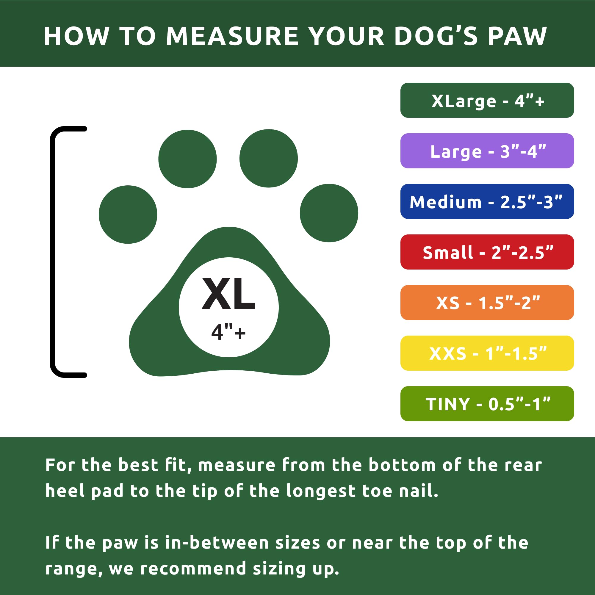Protex PawZ sizing chart image helps find the right fit