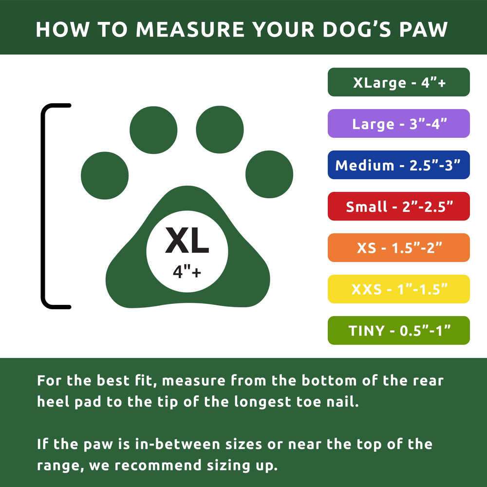 Protex PawZ sizing chart image helps find the right fit