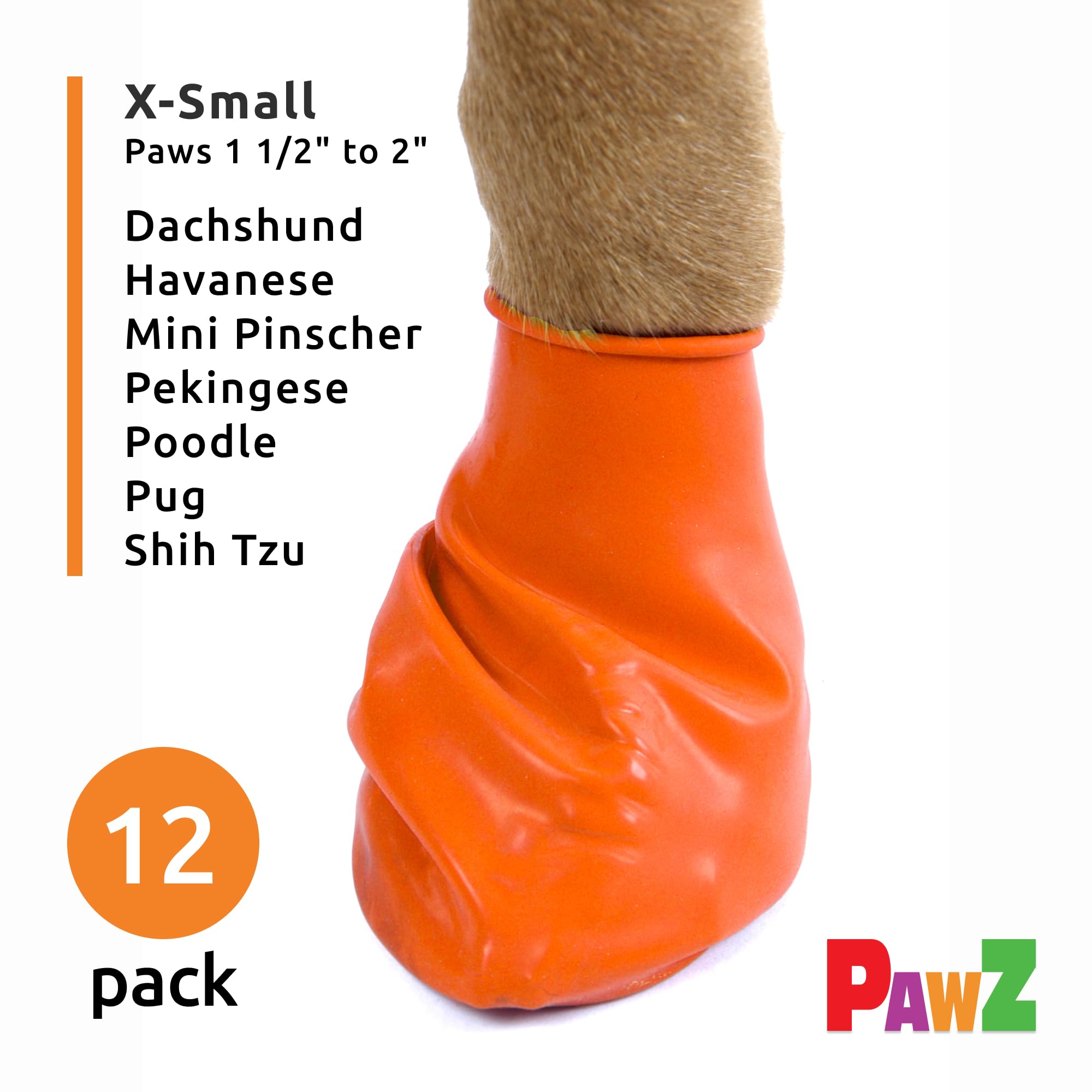Protex PawZ small-paws booties orange top view keeps paws dry on wet pavements
