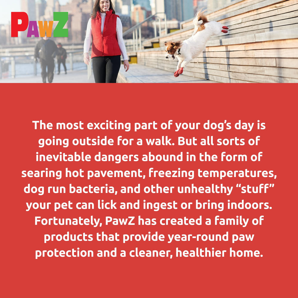 Protex PawZ small red dog boots providing traction on muddy terrain.