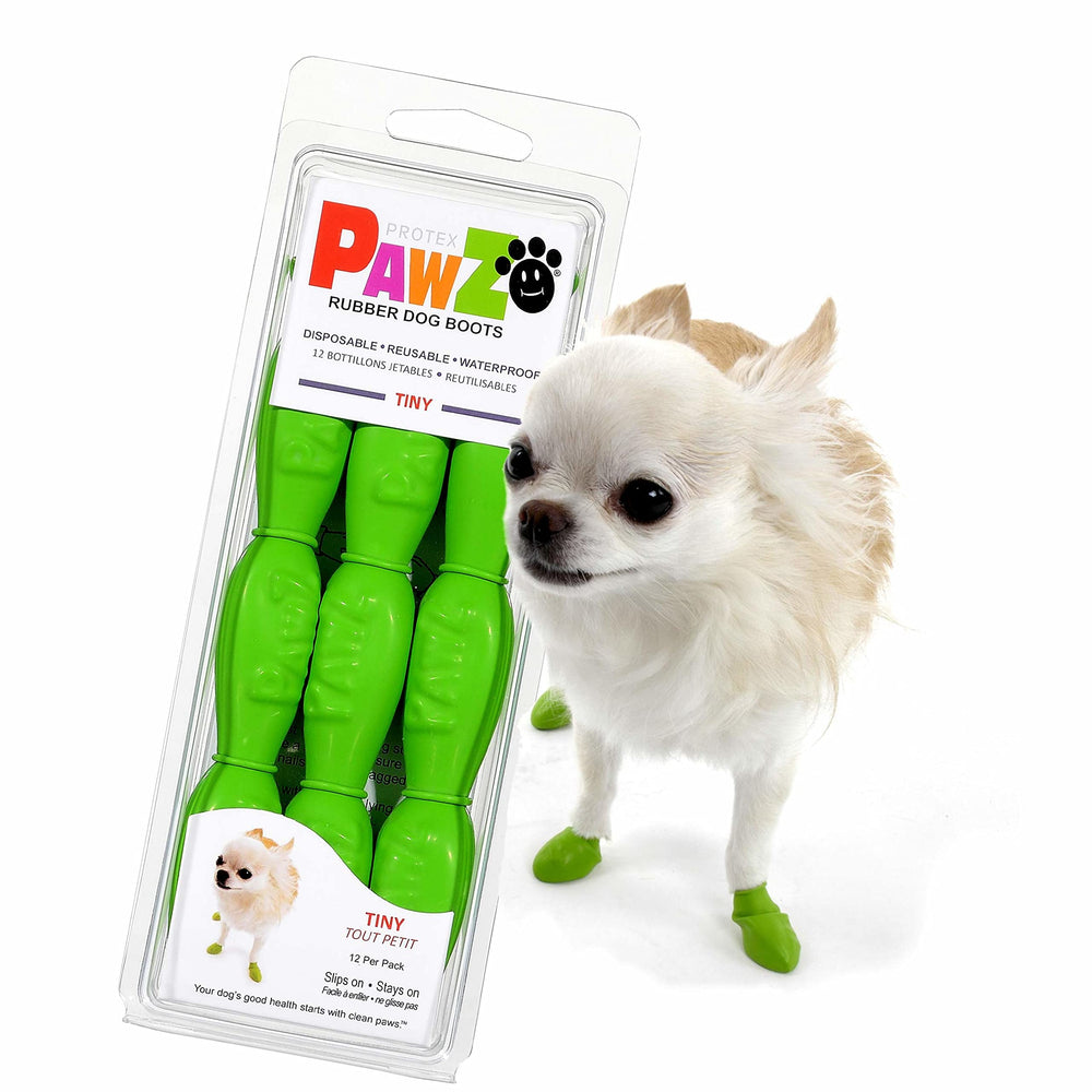 Protex PawZ tiny-paws boots green pull-on for small dogs.