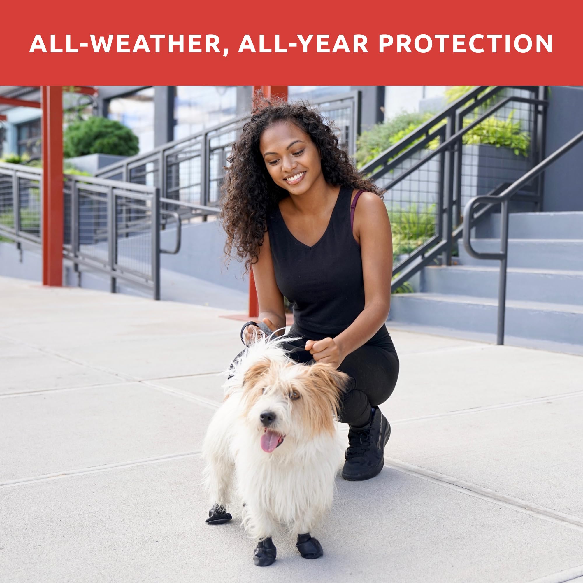 Protex PawZ waterproof dog shoe shown during outdoor adventure keeping paws dry.