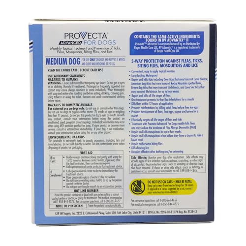 Provecta Advanced for medium dogs (11-20 lbs) ready for weight-appropriate protection.
