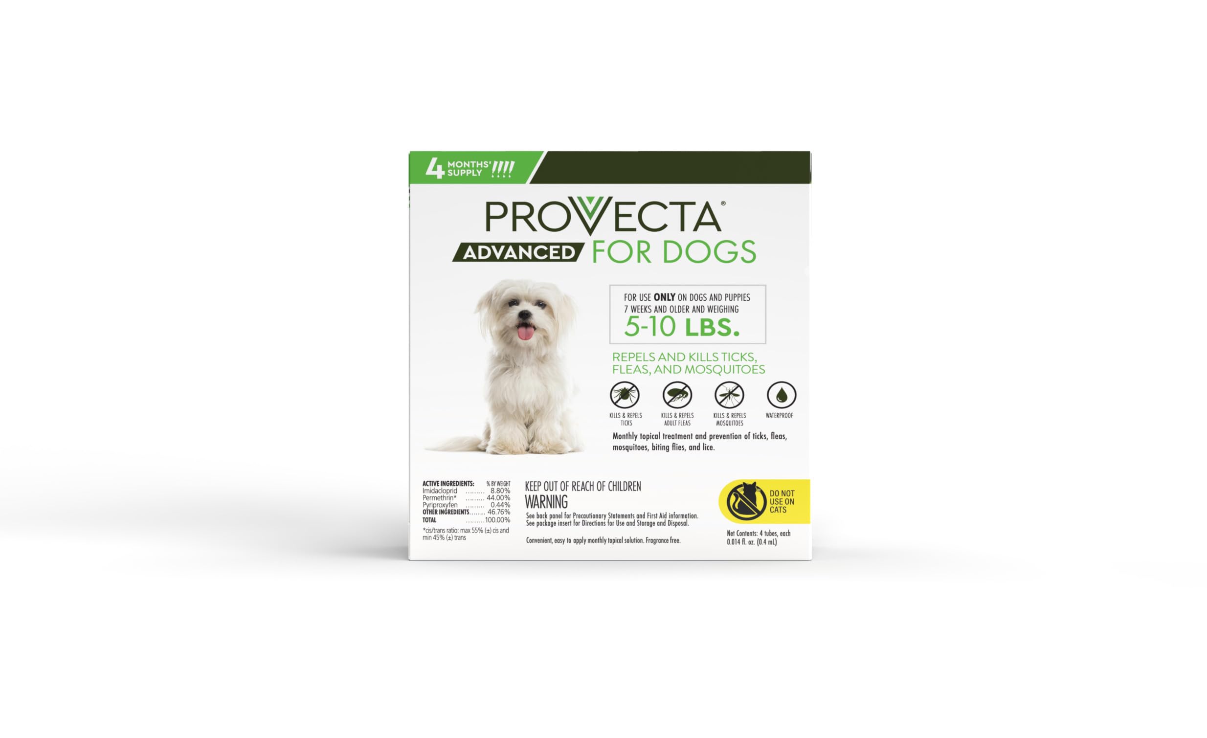 Provecta Advanced four-month-supply box communicates long-term protection for small dogs