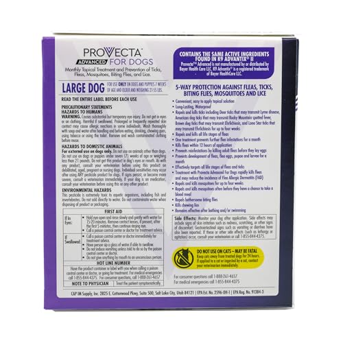 PROVECTA bottle closeup for on-dog application against ticks and fleas.