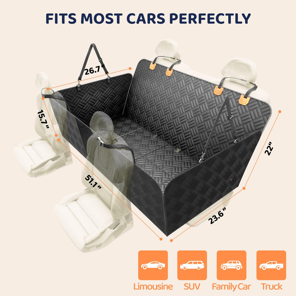 PROZAR dog car seat cover hard-bottom base supports stable lounging