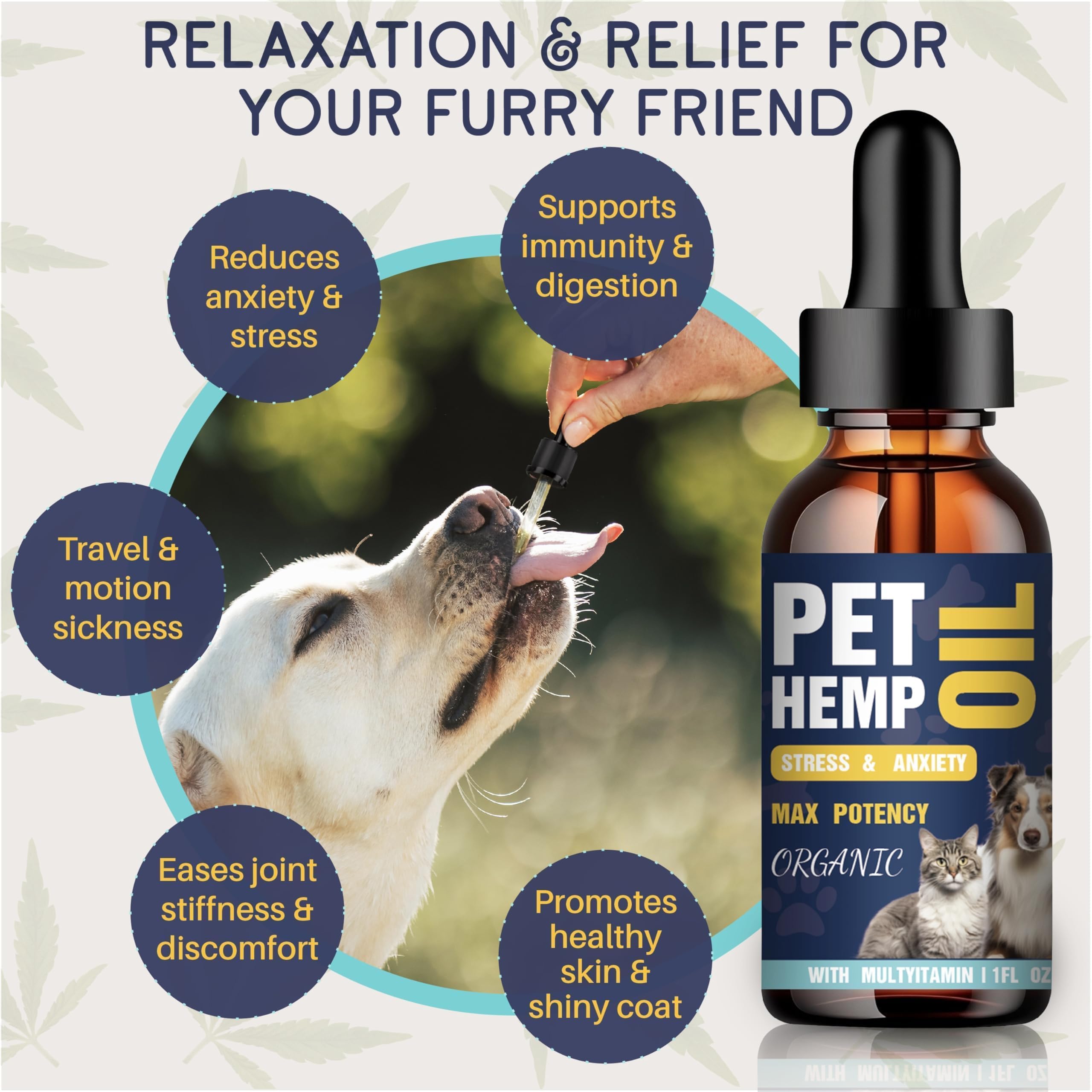 PROZIMA organic hemp oil USA-made — premium pet supplement supporting mobility and coat shine.