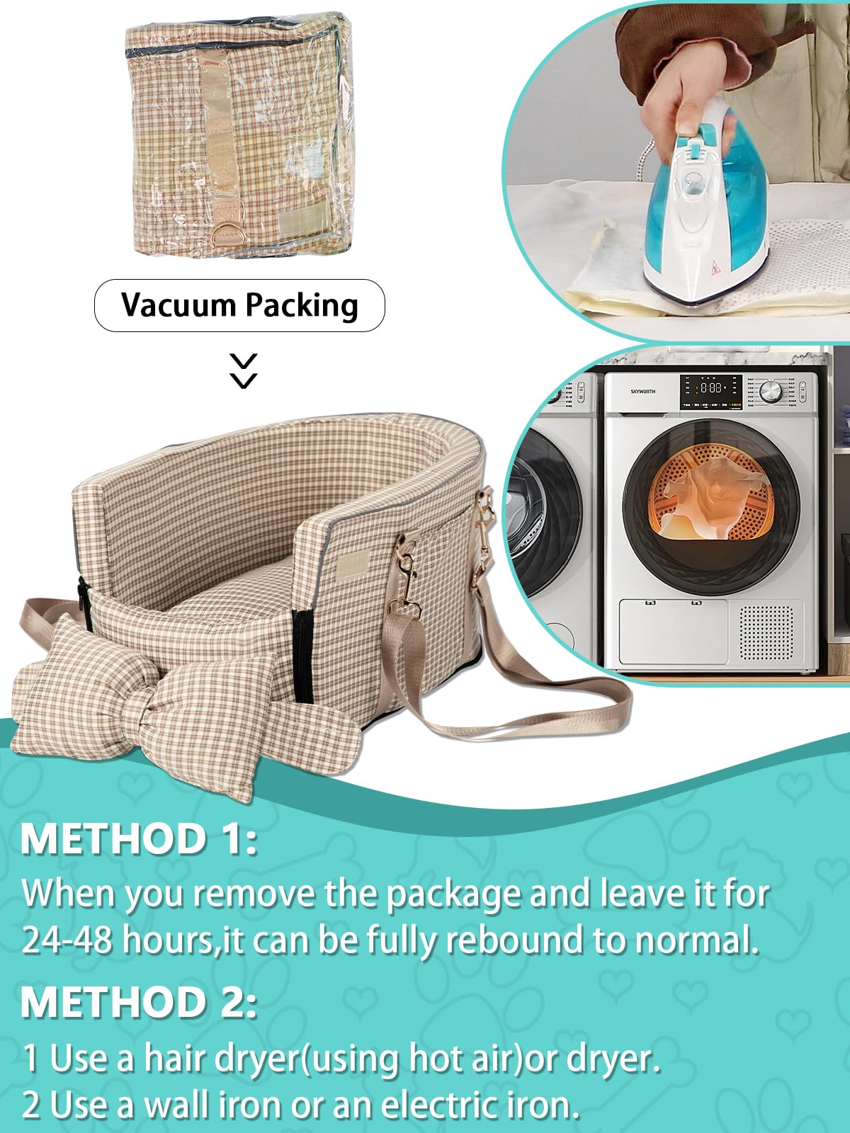 Prpeko dog car seat bottom support plate prevents collapse for safer travel.