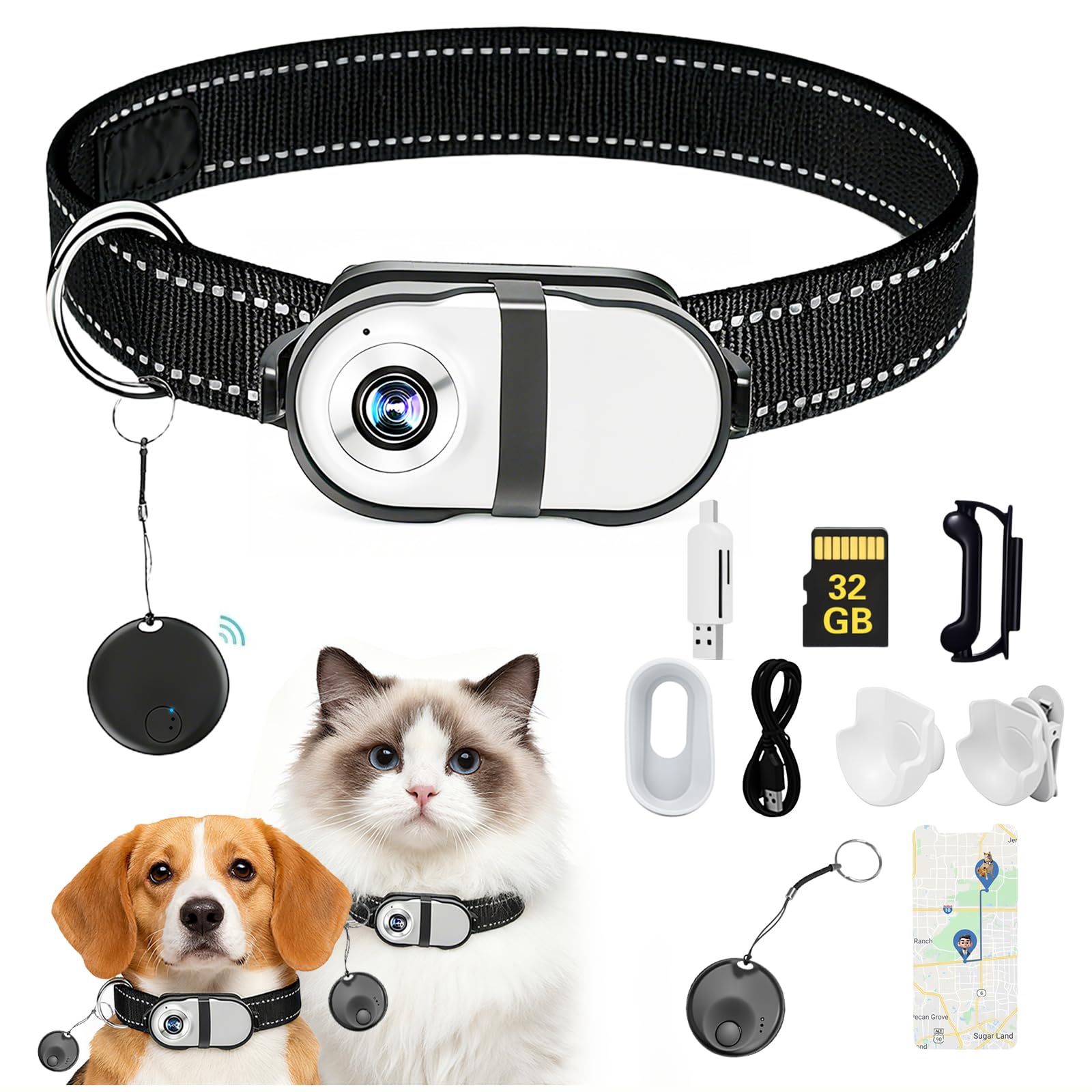 PRRPRR pet camera collar on dog captures 1080p video for monitoring.