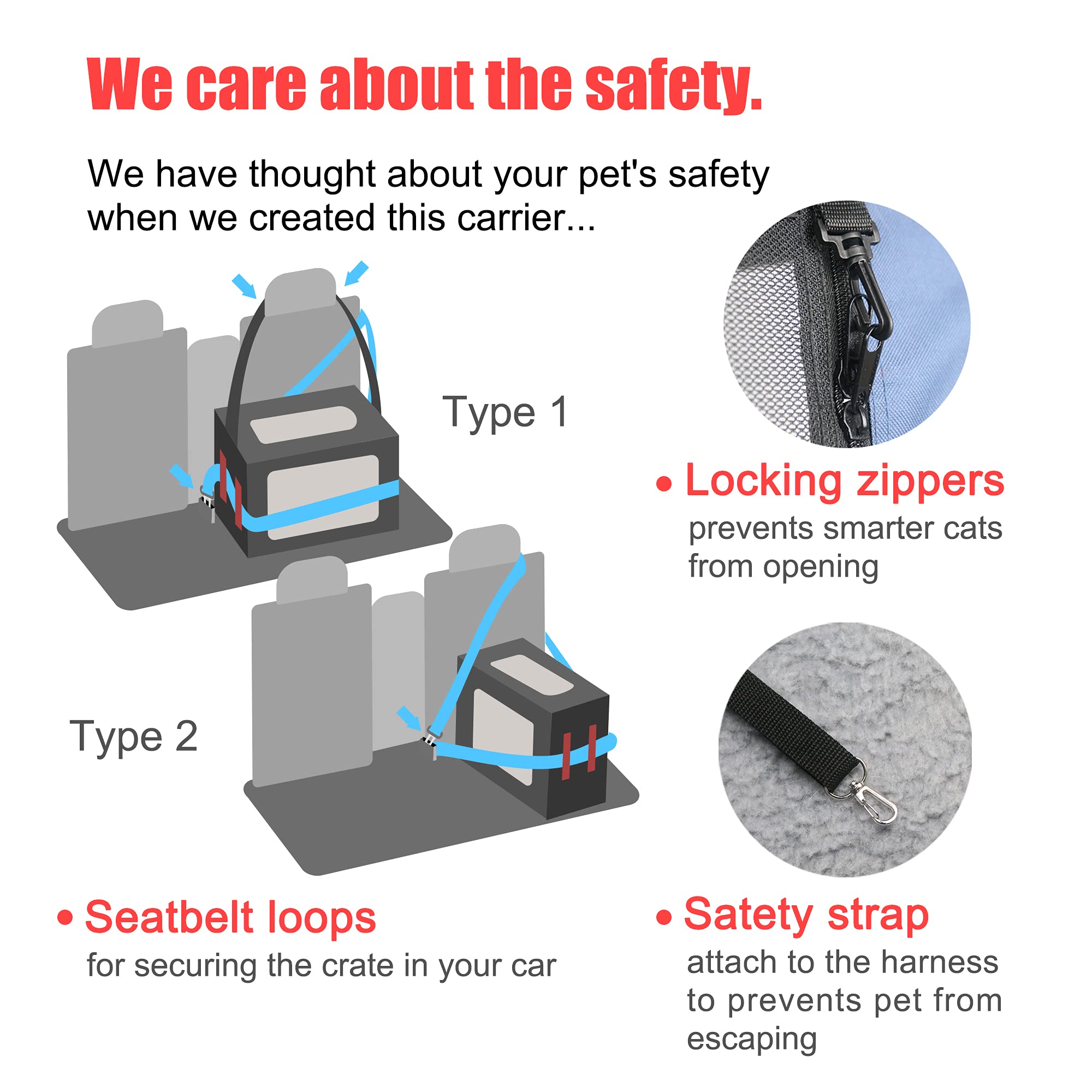 Prutapet carrier seat belt buckle ensures stable car travel for pets.