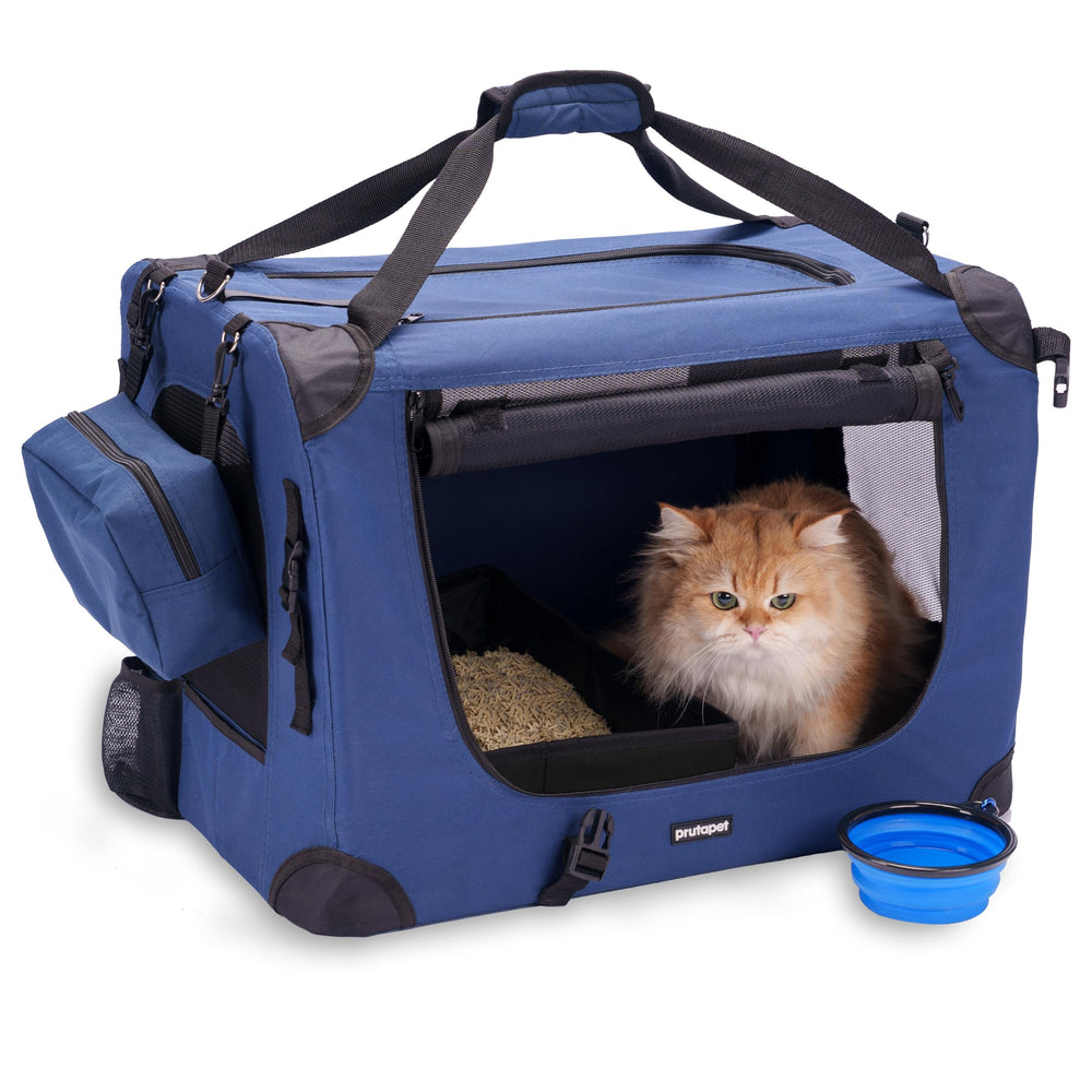 Prutapet large cat carrier inside offers roomy space for relaxed travel.