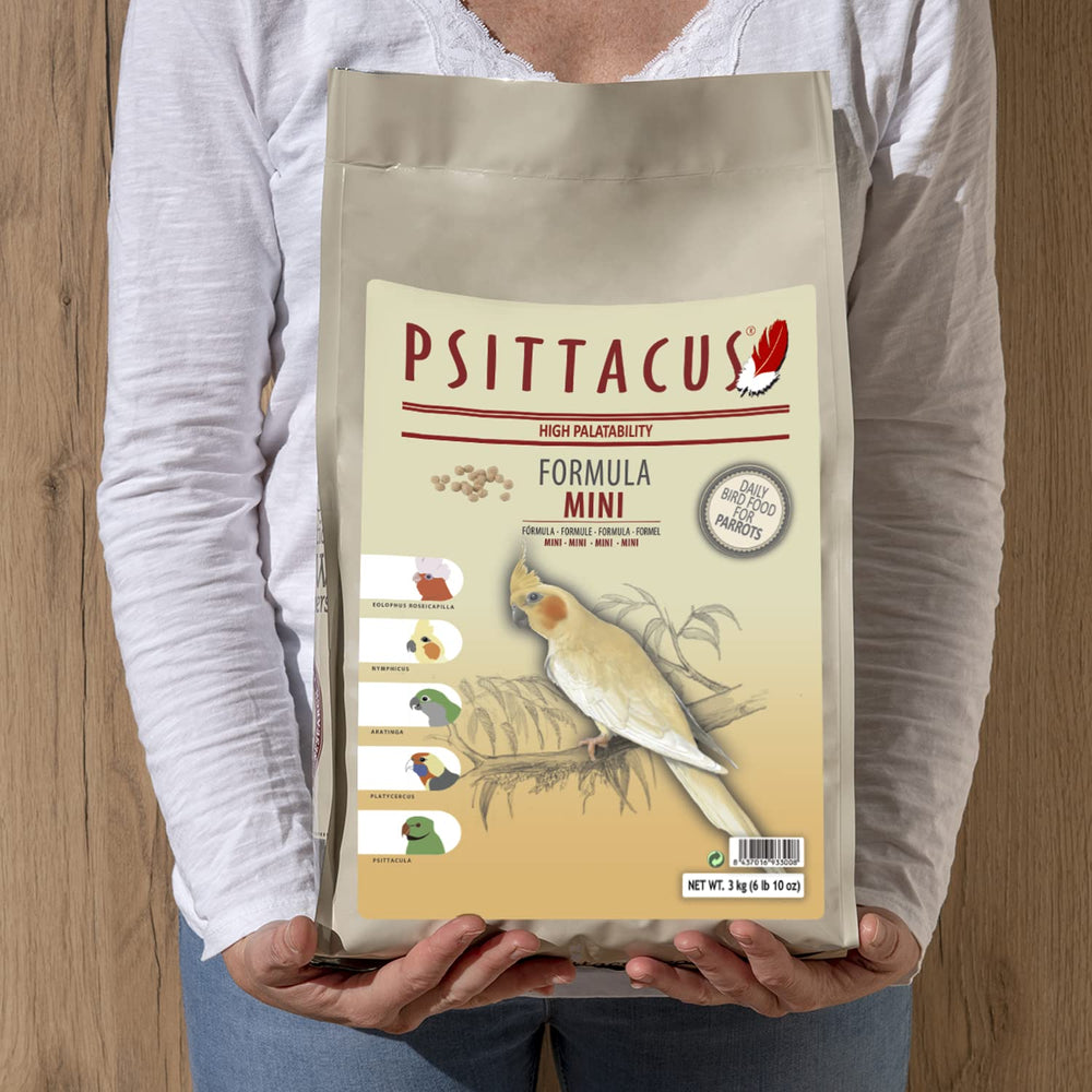 Psittacus Mini European manufacture label indicates high safety and quality.