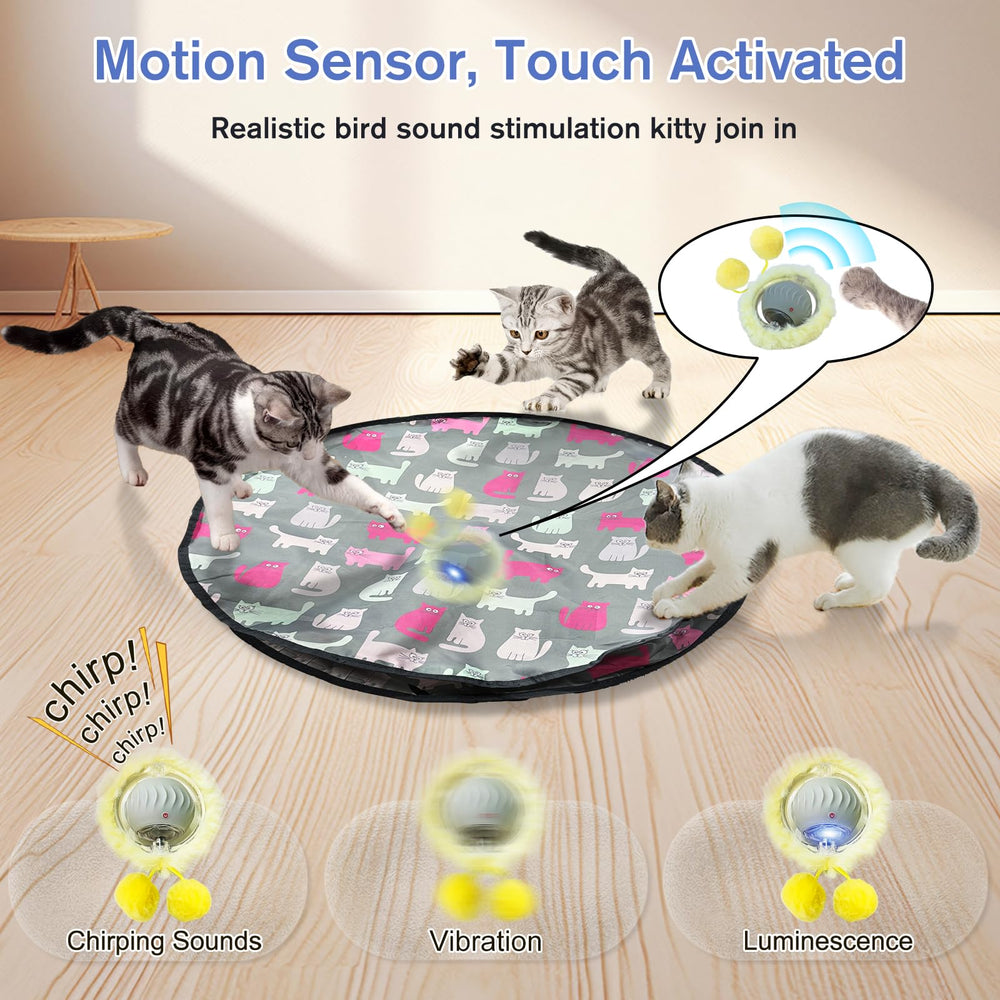 Pskfvre cat toy with chirps and LEDs for engaging nighttime play.