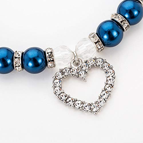 PSPORT rhinestone heart pendant collar on small dog for party sparkle.