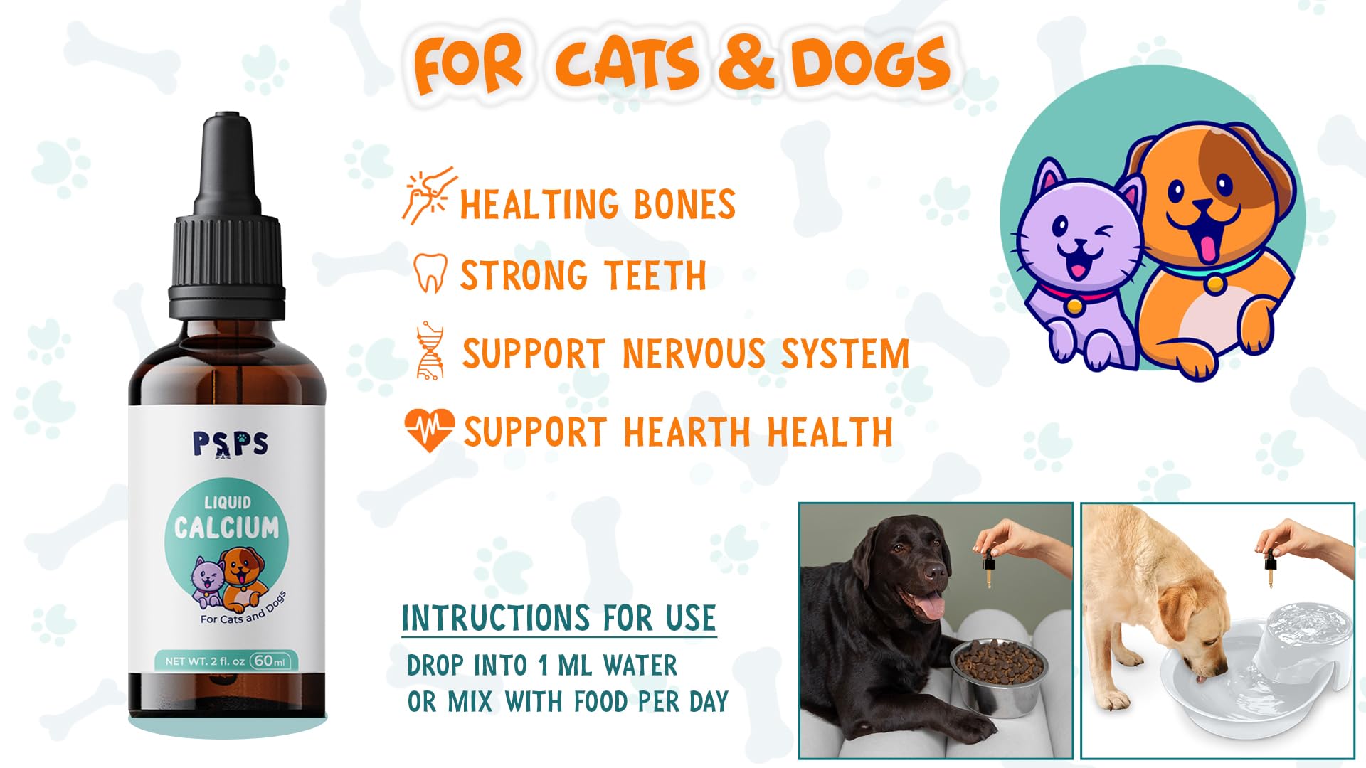 psps calcium liquid packaging highlights immune support through added vitamins.