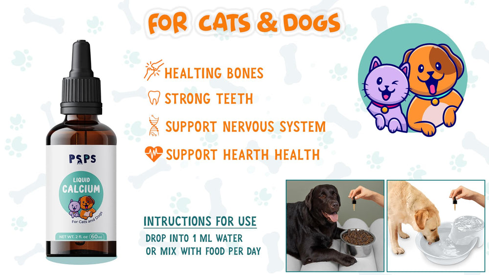 psps calcium liquid packaging highlights immune support through added vitamins.