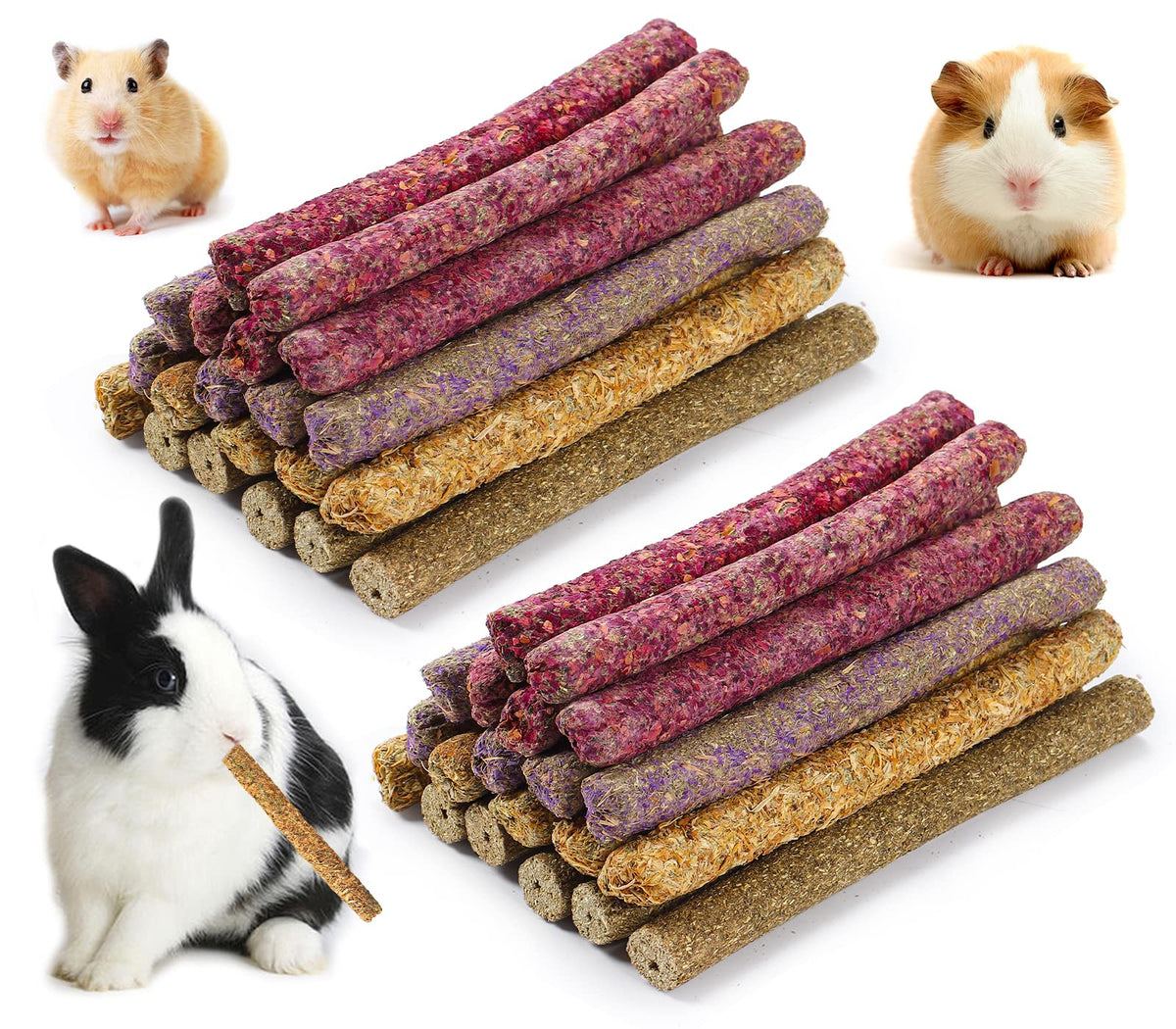 PStarDMoon Rabbit Chew Toys packaging display shows four flavors for small pets