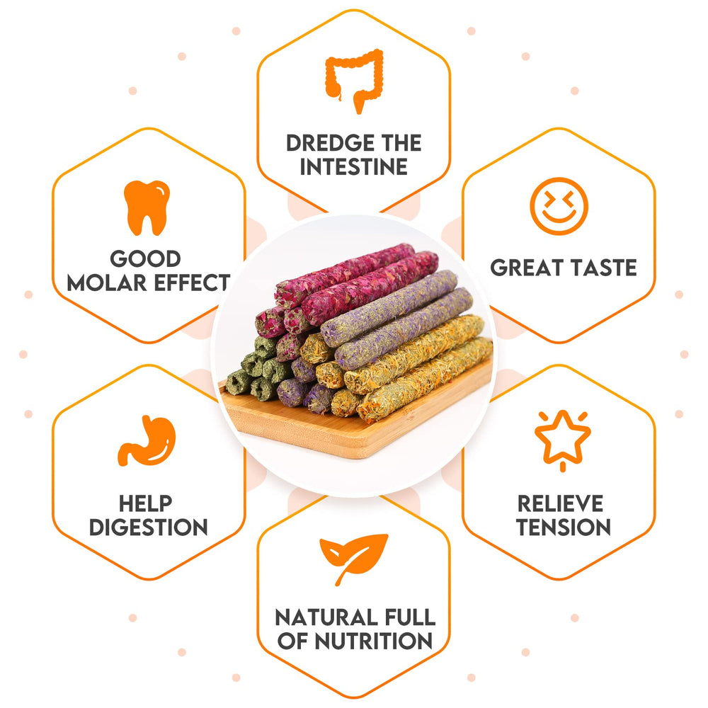 PStarDMoon Rabbit Chew Toys rose-flower sticks add natural texture and scent