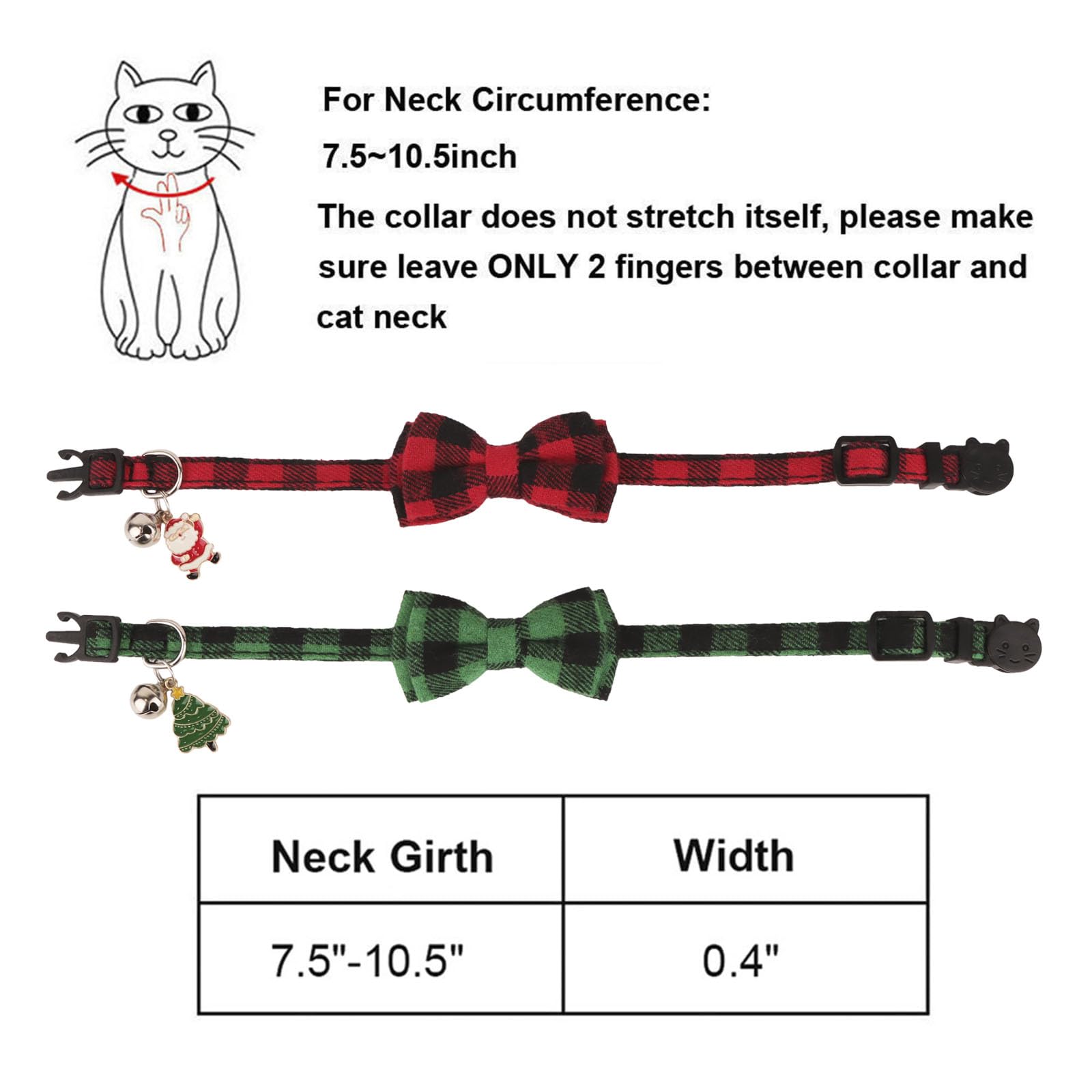 PTDECOR adjustable cat collar fits most cats from 7.8 to 10.5 inches.