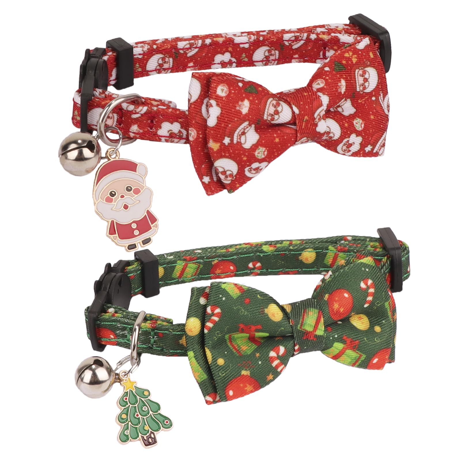 PTDECOR cat collar in green with bow tie for holiday charm and easy styling