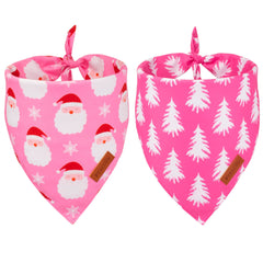 PTDECOR Christmas dog bandana pink Santa pattern boosts festive style for dogs.