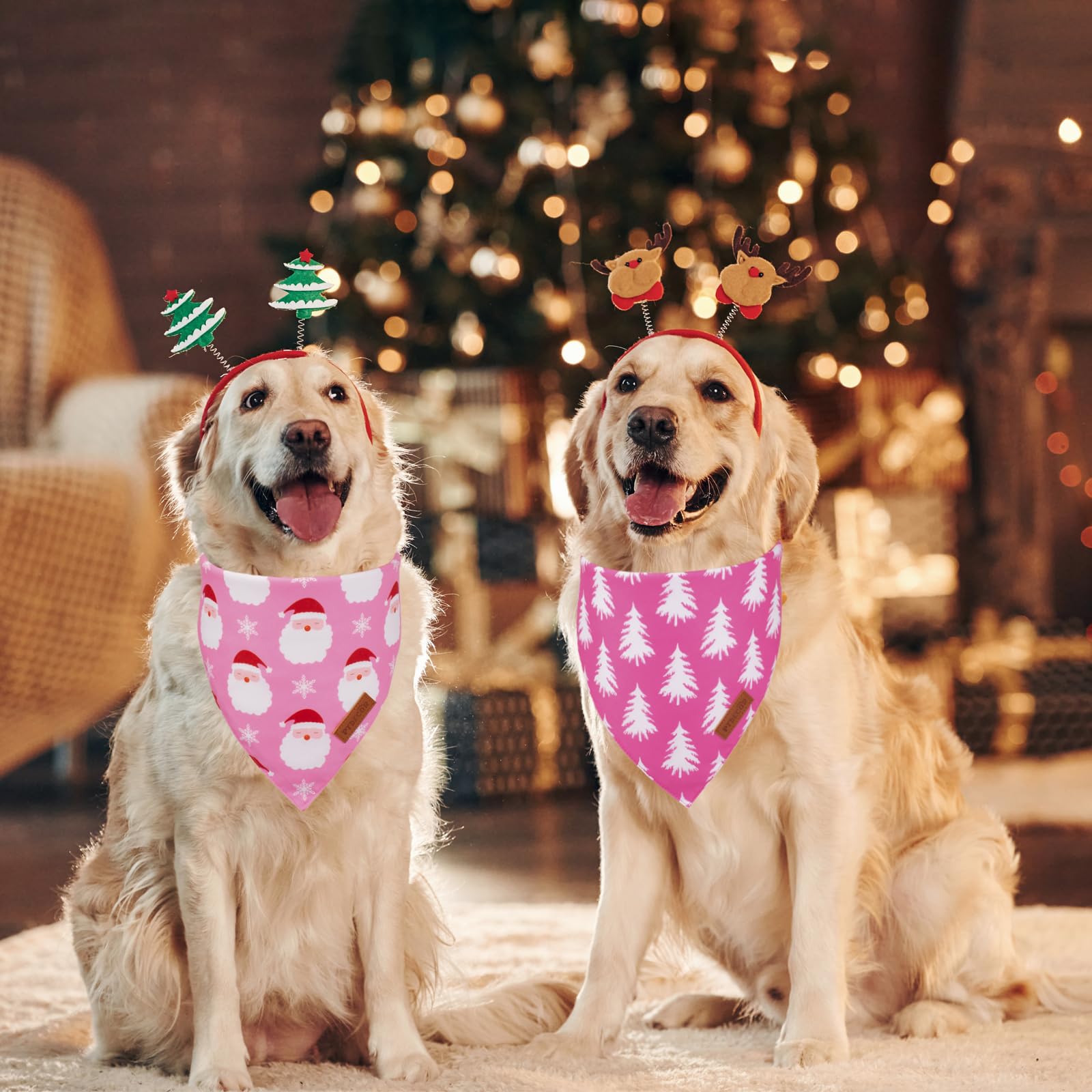 PTDECOR pink snowflake pattern bandana adds seasonal charm to winter walks.