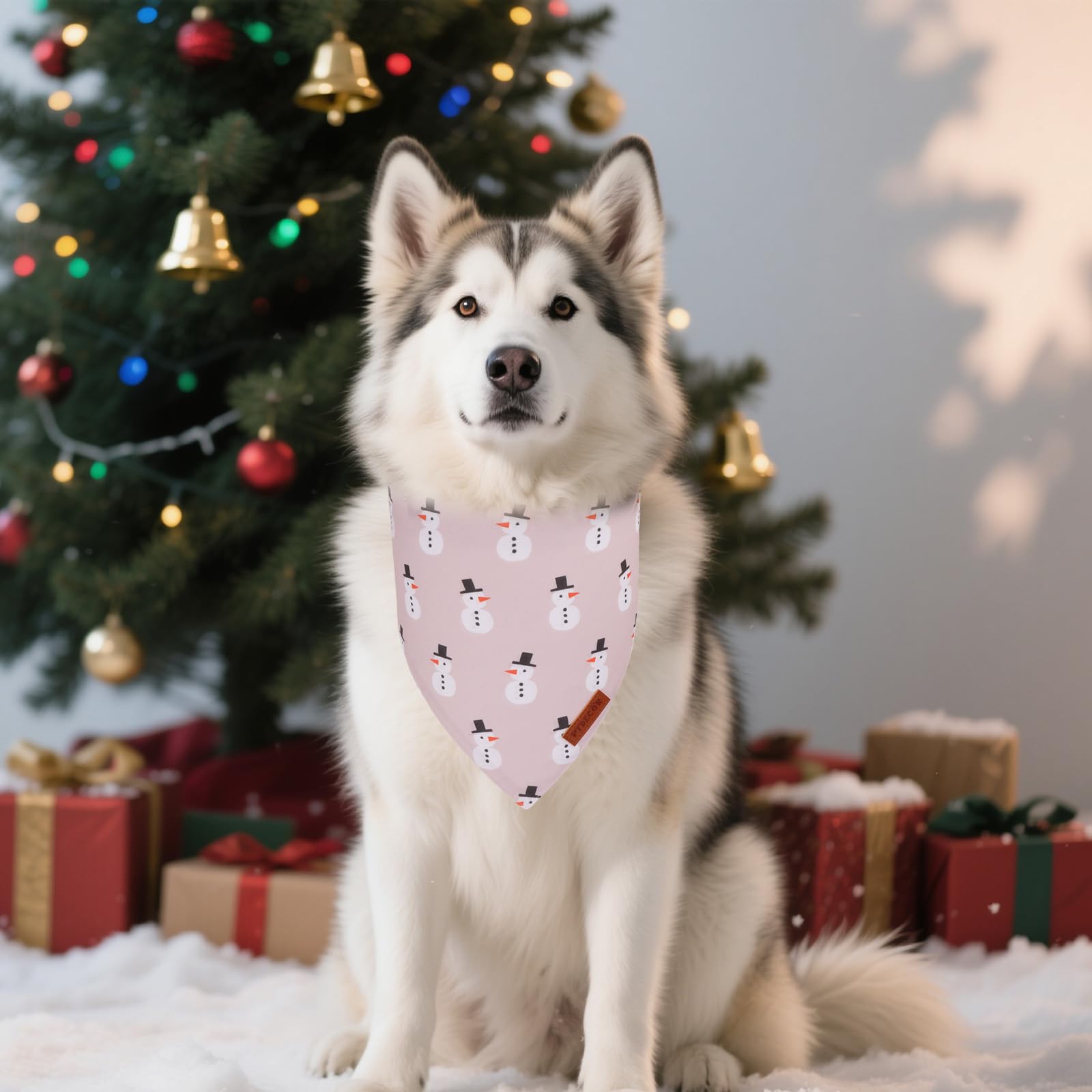 PTDECOR dog bandana double-layer polyester offers soft, comfortable wear.