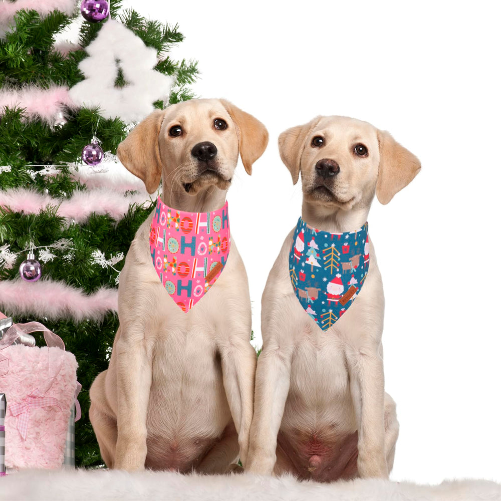 PTDECOR dog bandana pink-blue inner view shows double-layer comfort.