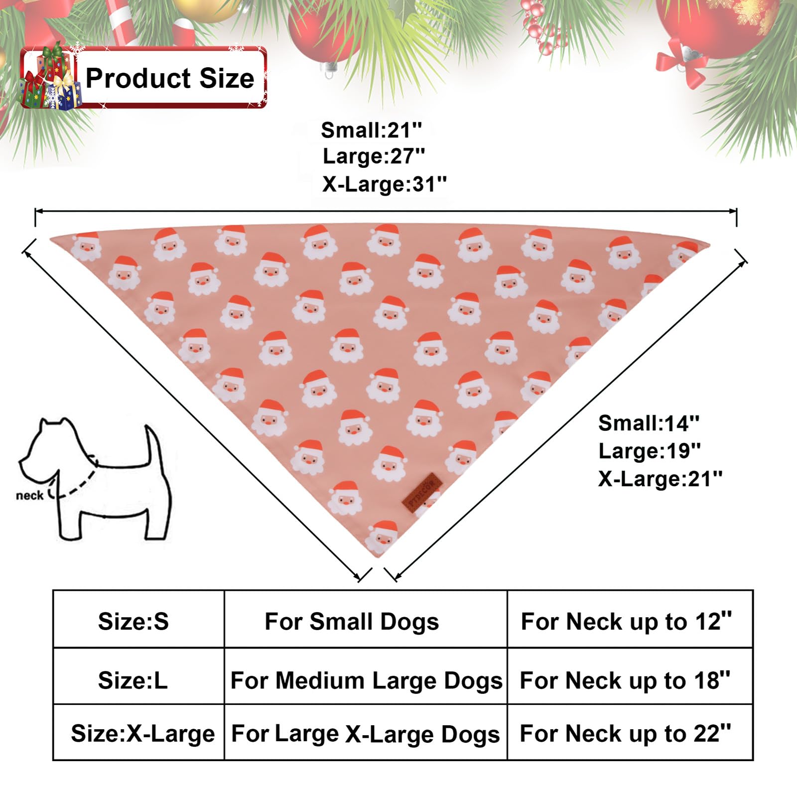 PTDECOR Christmas bandana two-pack provides versatile holiday outfits.