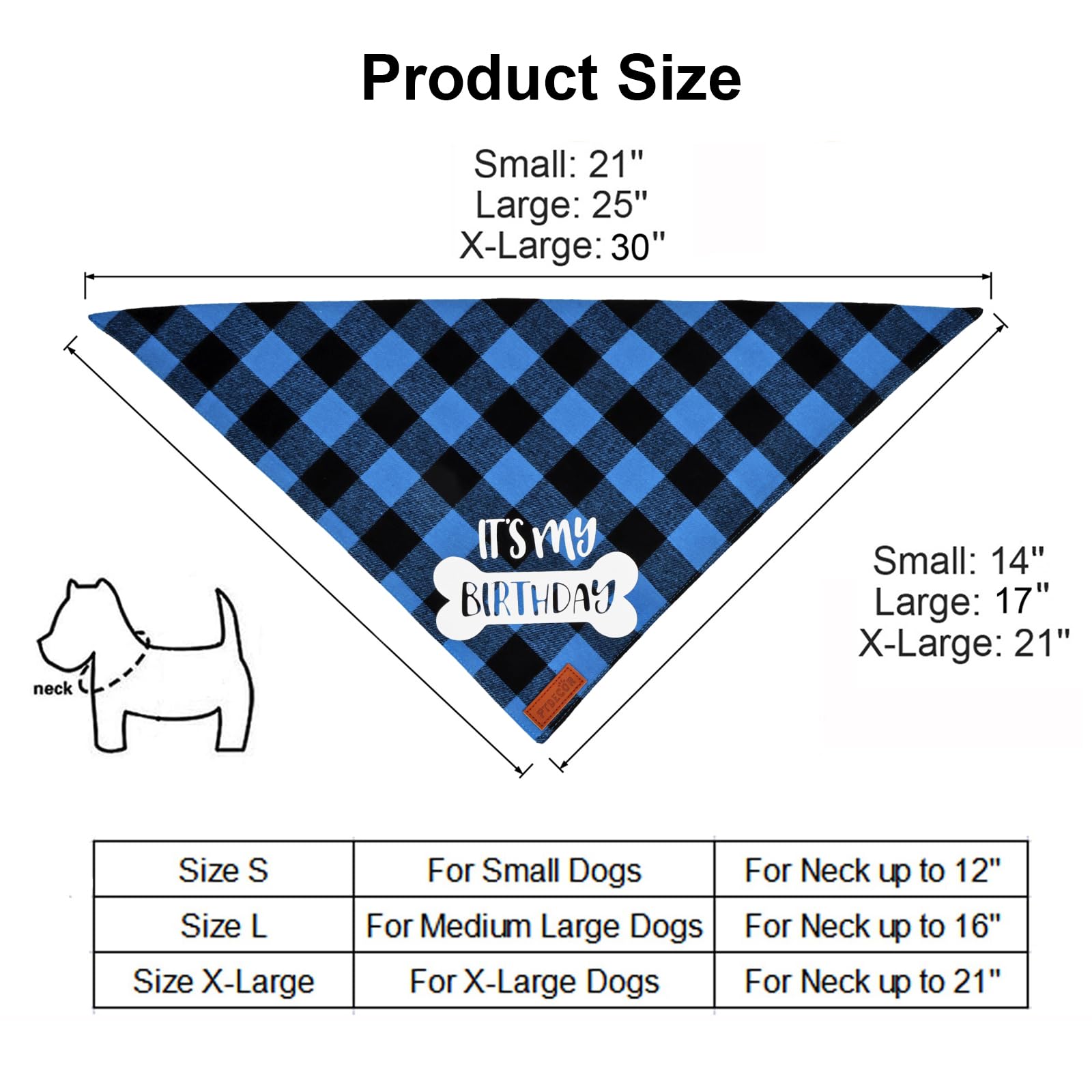 PTDECOR dog birthday scarf blue plaid close-up fabric texture and softness