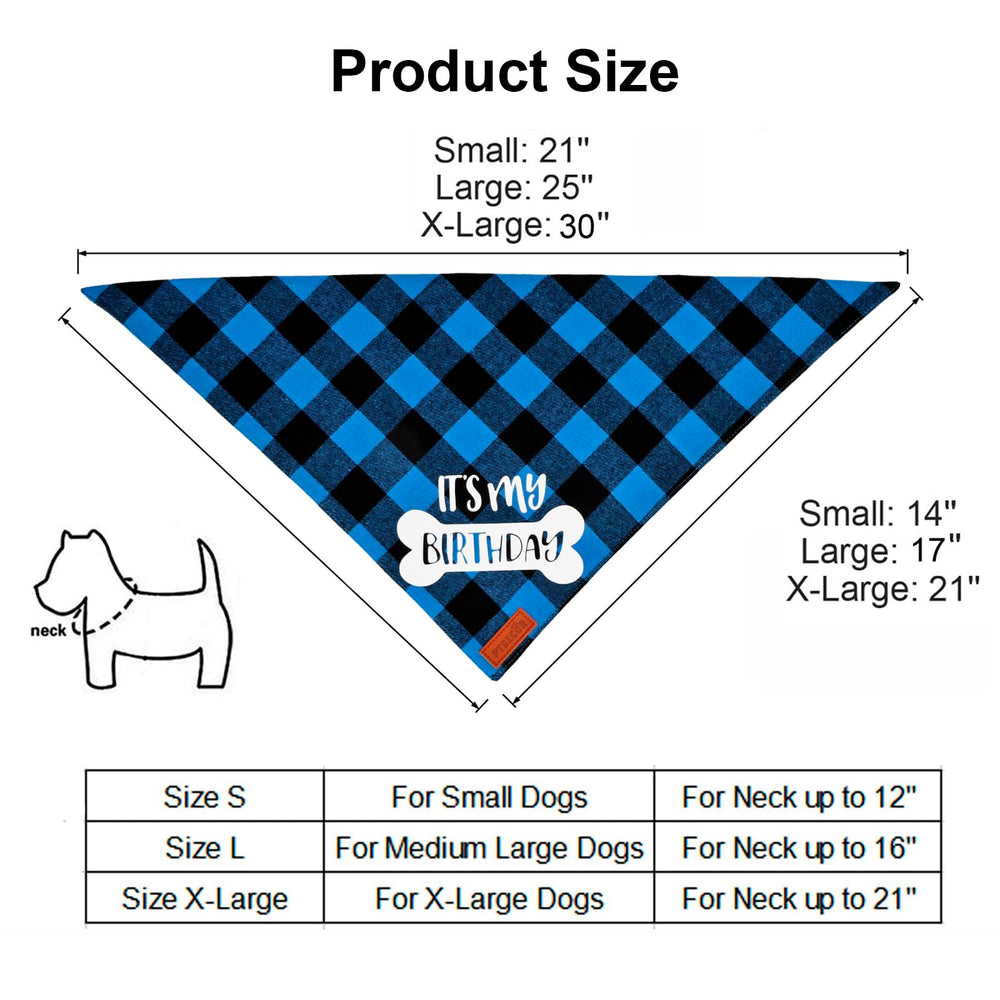 PTDECOR dog birthday scarf blue plaid close-up fabric texture and softness