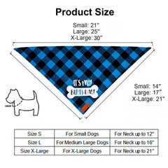 PTDECOR dog birthday scarf blue plaid close-up fabric texture and softness