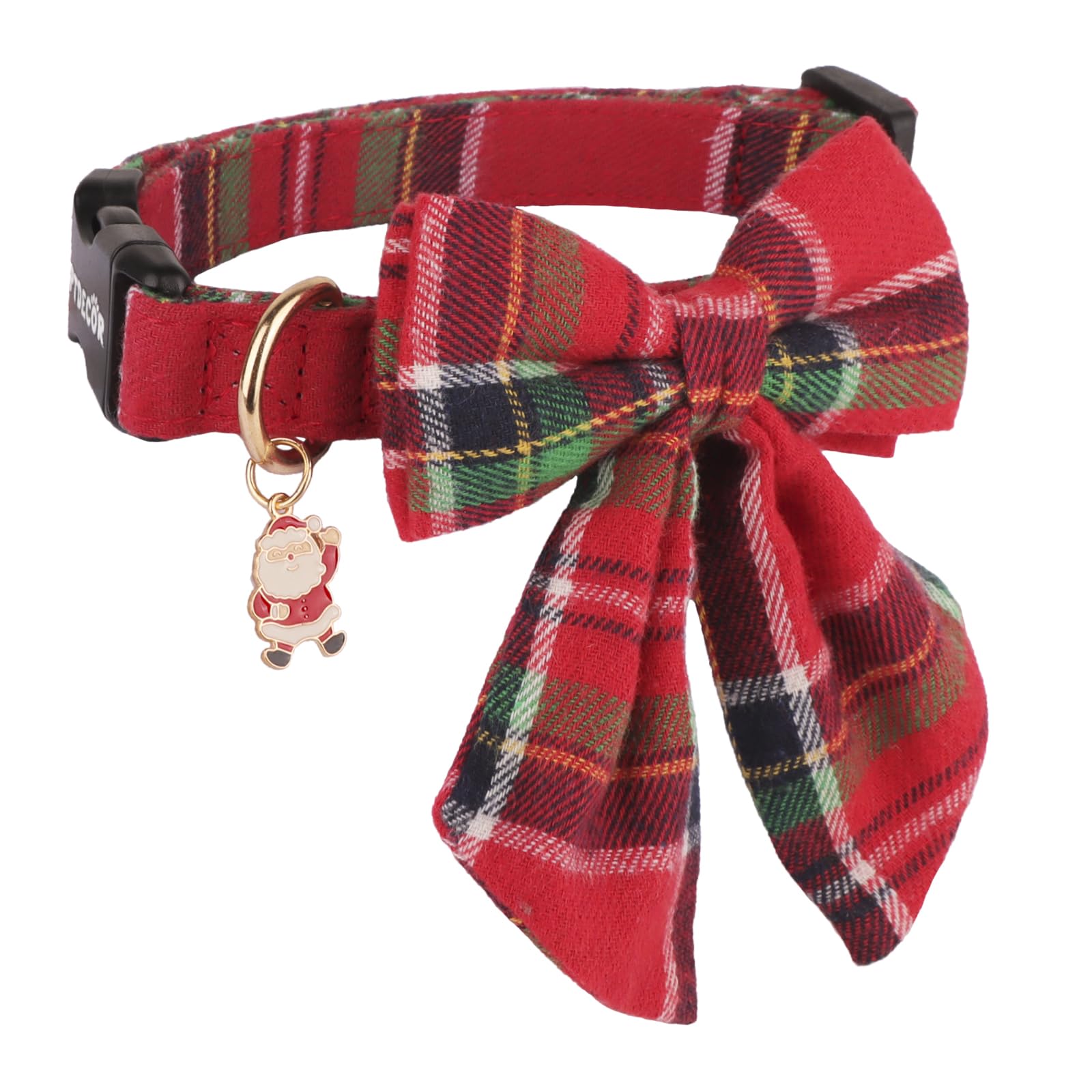 PTDECOR red plaid dog collar with classic holiday styling