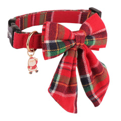 PTDECOR red plaid dog collar with classic holiday styling