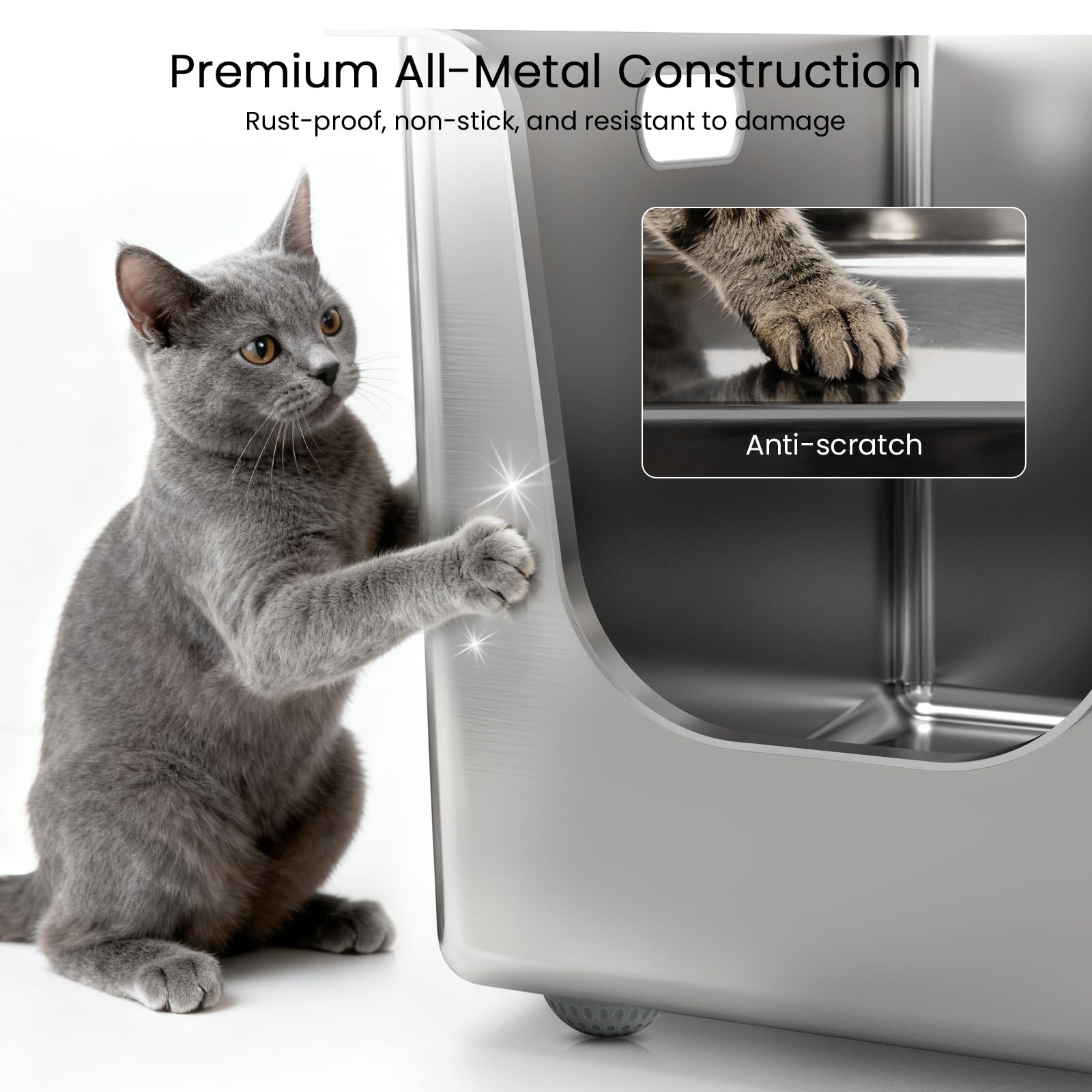 PTFFF curved low entry design assists kittens and elderly cats with easy access.