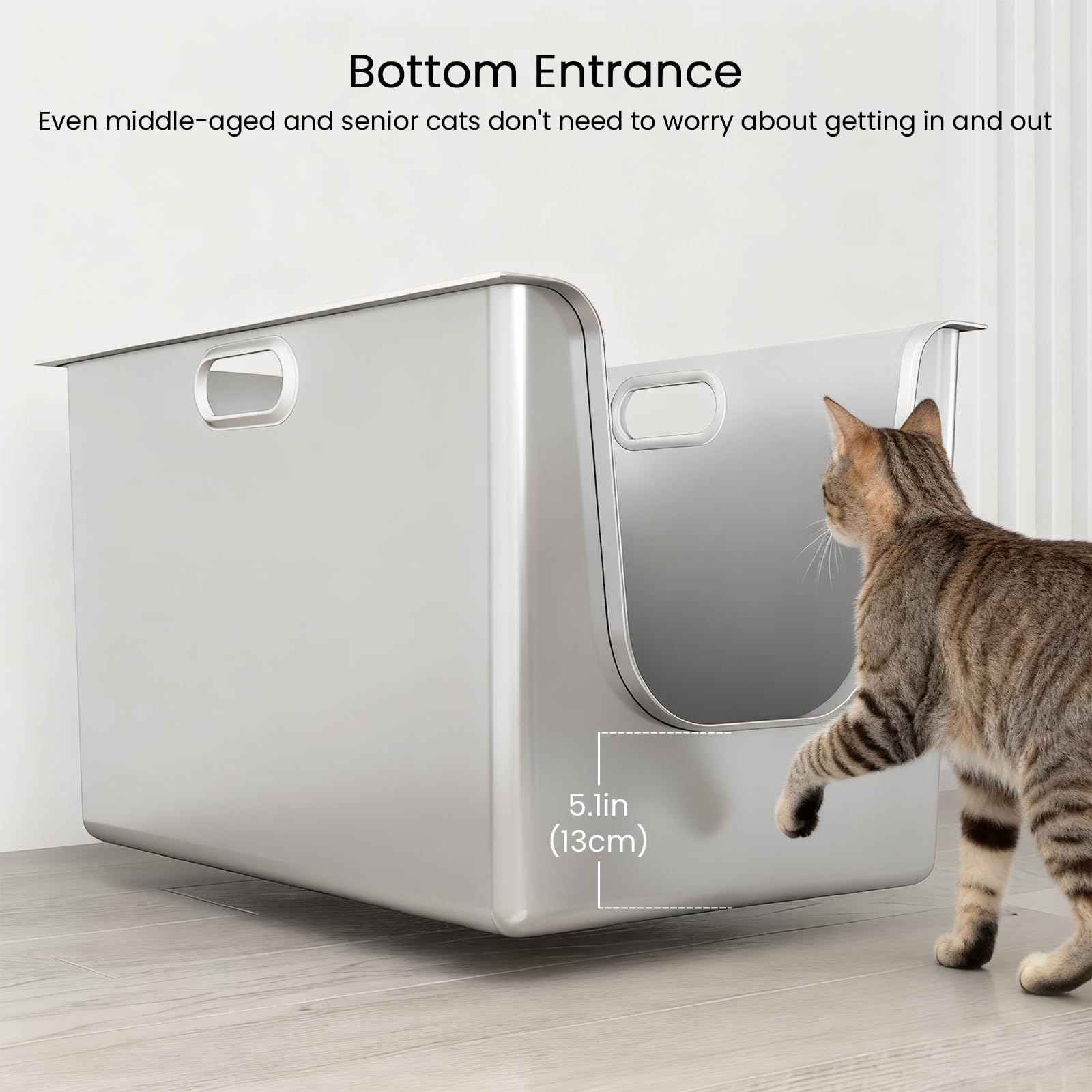 PTFFF litter box with wheels aids easy relocation during cleaning or rearranging.
