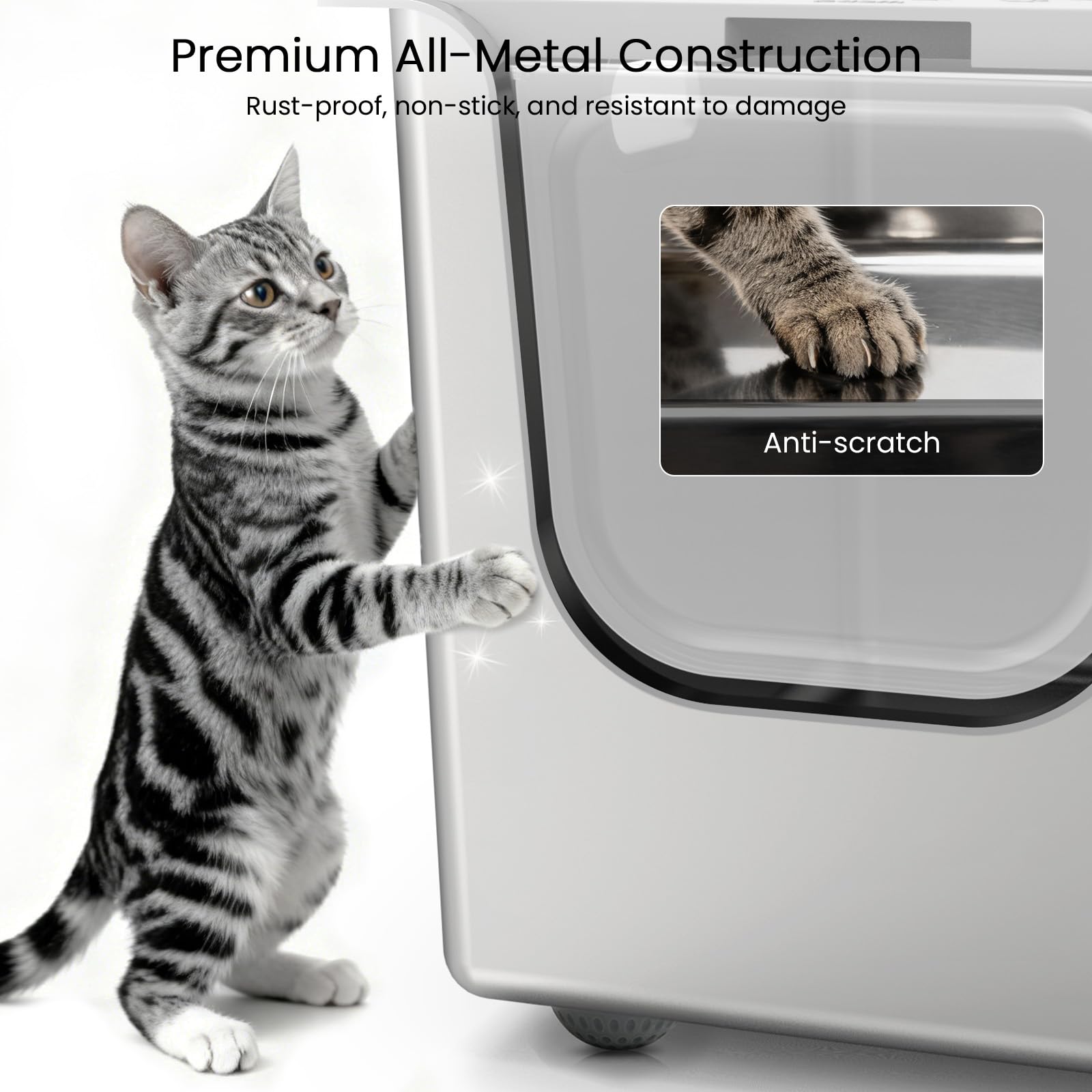 PTFFF odor-control enclosed litter box design keeps air fresh