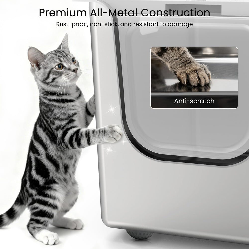 PTFFF odor-control enclosed litter box design keeps air fresh