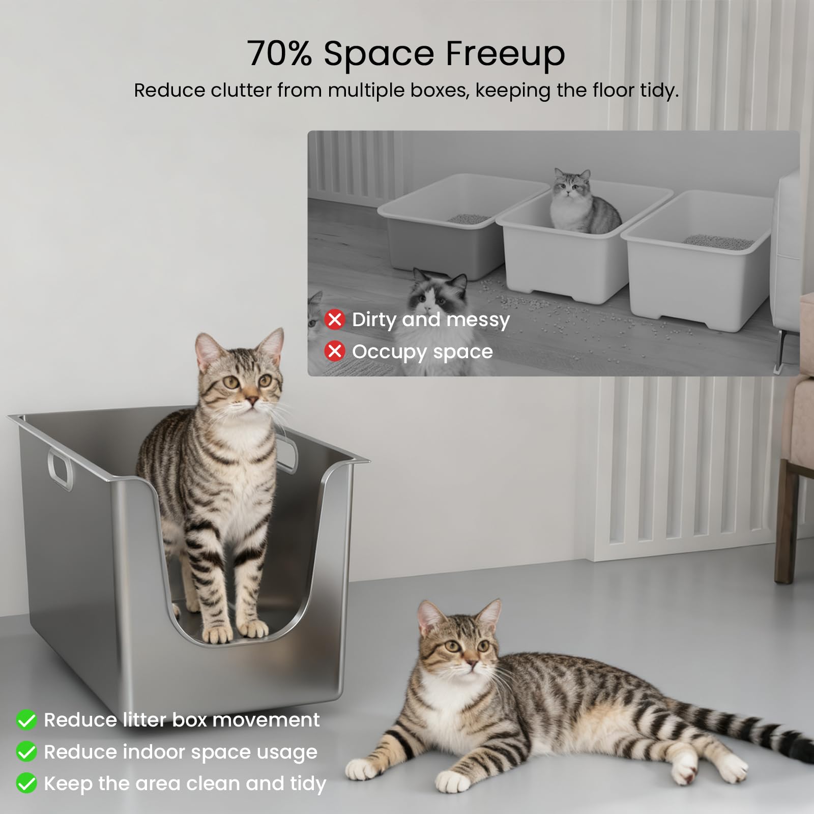 PTFFF rubber-coated handles enable easy moving and handling of the box.