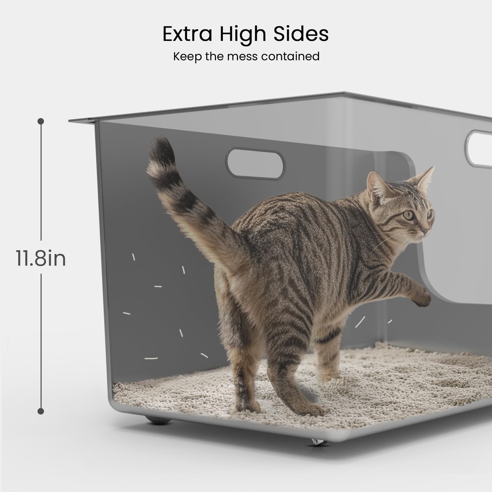 PTFFF sliding wheels allow smooth repositioning of the litter box.