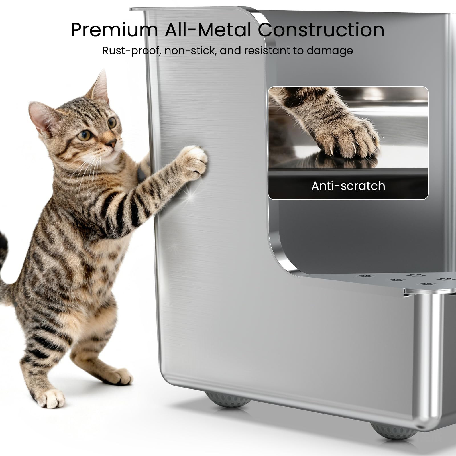 PTFFF stainless steel non-stick bottom facilitates quick cleaning.