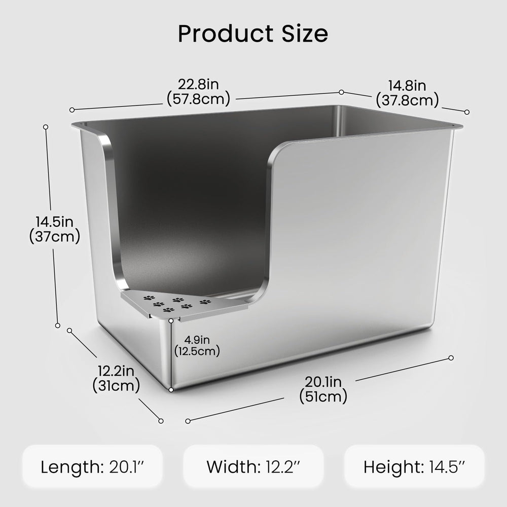 PTFFF XL metal cat litter box top-down view showing spacious interior for multiple cats.