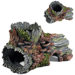 PTFJZ hollow tree trunk front view showcases natural realism for betta hideouts and exploration