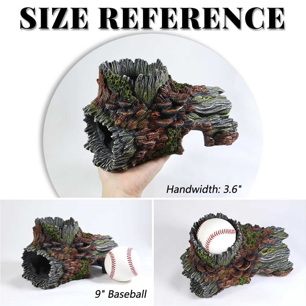 PTFJZ hollow tree trunk side holes demonstrate swim-through passages for small aquarium pets